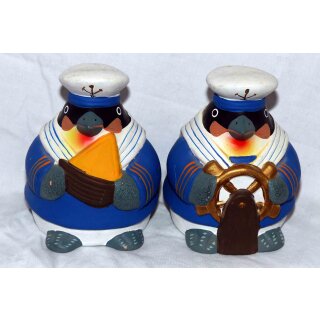 2 Pinguine aus Keramik, Seemann, 10 cm