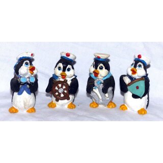 4 Pinguine aus Polyresin, Seemann, 6,5 cm